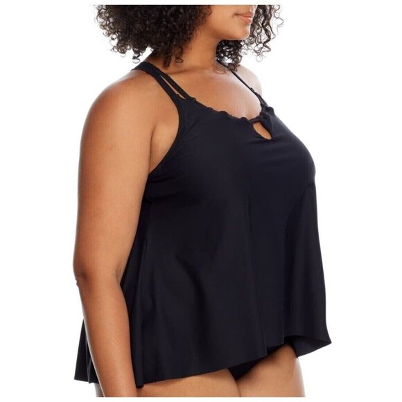 Birdsong Size 20W Bare Necessities Keyhole Underwire Tankini Swim Top Black PLUS - Picture 2 of 15